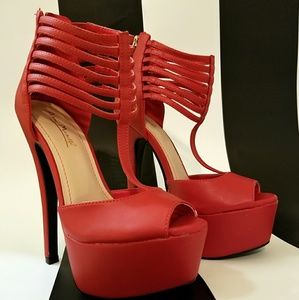 Red platform heels